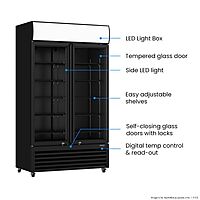 Thermaster Colourbond Upright Beverage Fridge 2 Doors Black LG-1000BP