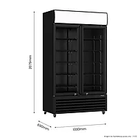 Thermaster Large Two Glass Door Colourbond Upright Drink Fridge LG-1200BP