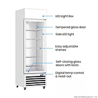 Thermaster Single Glass Door Colourbond Upright Drink Fridge LG-370P