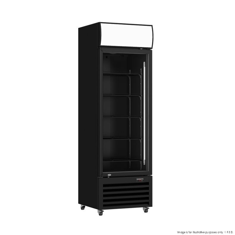 Thermaster Single Glass Door Black Colourbond Upright Drink Fridge - LG-540BP