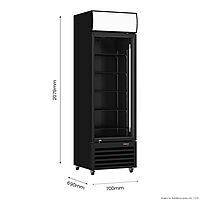 Thermaster Single Glass Door Black Colourbond Upright Drink Fridge - LG-540BP