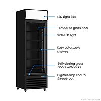 Thermaster Single Glass Door Black Colourbond Upright Drink Fridge - LG-540BP