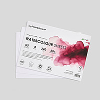 myPAPERCLIP Italian 240GSM 20% Cotton Watercolour Sheets A3