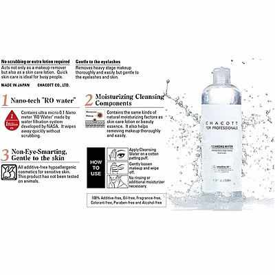 Hydrating and refreshing CHACOTT Cleansing Water for sensitive skin