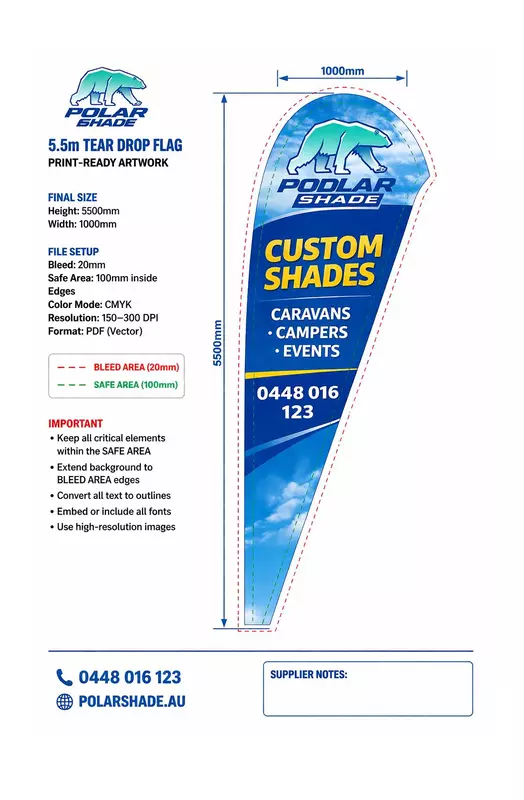 5.5 mt Tear Drop Flag