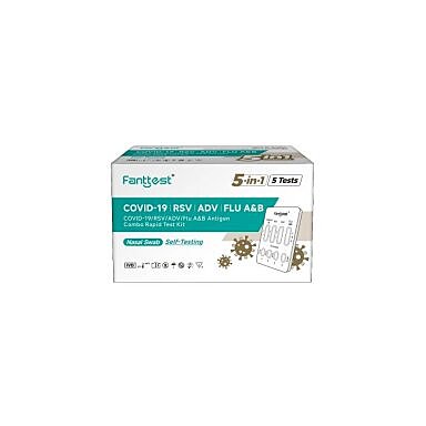 5Pack Fanttest COVID-19/RSV/ADV/FLU A&B Antigen Combo Rapid Test Kit (5 in 1)