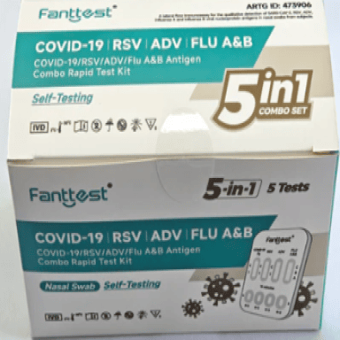 5Pack Fanttest COVID-19/RSV/ADV/FLU A&B Antigen Combo Rapid Test Kit (5 in 1)