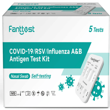 5Pack Fanttest COVID-19/RSV/FLU A&B Antigen Combo Rapid Test Kit (4 in 1)