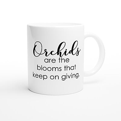 Keep On Giving Orchid Black Coffee Mug