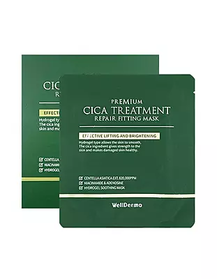 Wellderma Premium Cica Treatment Repair Fitting Mask packaging – soothing Korean sheet mask