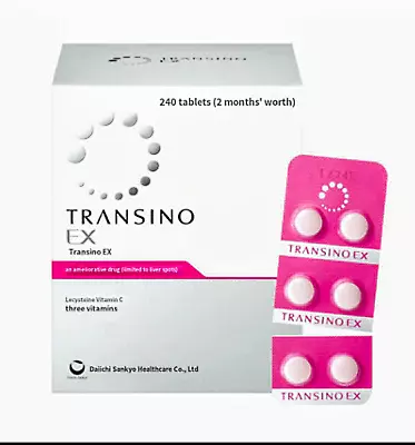 Label / packaging showing “240 tablets” for melasma & dark spot treatment
